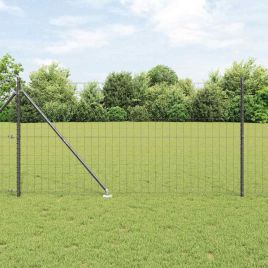 Euro Fence with 13 Spike Posts 1.2x25 m Galvanised Steel Grey