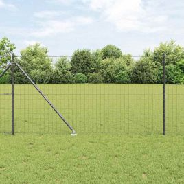 Euro Fence with 13 Spike Posts 1.2x25 m Galvanised Steel Grey