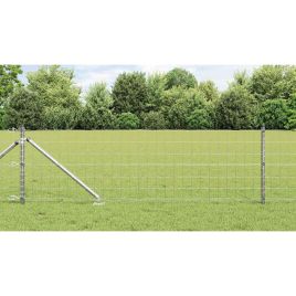 Euro Fence with 13 Spike Posts 0.6x50 m Galvanised Steel