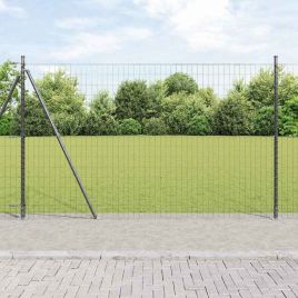 Euro Fence with 7 Flanged Posts 1.5x10 m Galvanised Steel