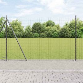 Euro Fence with 7 Flanged Posts 1.5x10 m Galvanised Steel