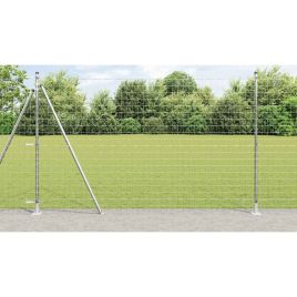 Euro Fence with 7 Flanged Posts 1.6x10 m Galvanised Steel