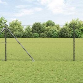 Fencing Set Set of 2 Grey Steel, PVC 25 x 1.2 m Durable