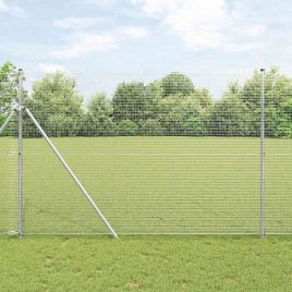Welded Wire Fence with 13 Posts 1.6x25 m Galvanised Steel