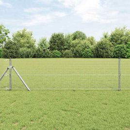 Welded Wire Fence with 13 Posts 0.4x50 m Galvanised Steel
