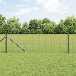 Welded Wire Fence with 13 Spike Posts Grey 0,4x25 m Steel