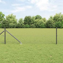 Welded Wire Fence with 13 Spike Posts Grey 0.4x100 m Steel