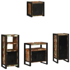Bathroom Furniture Set 4 Pieces Multicolour Solid Reclaimed Wood