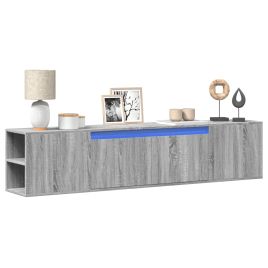 TV Wall Cabinet with LED Grey Sonoma 180x31x39.5 cm