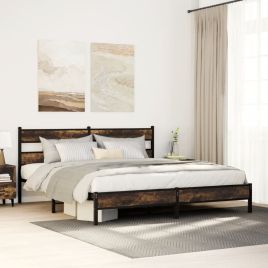 Metal Bedframe Smoked Oak 200x200cm