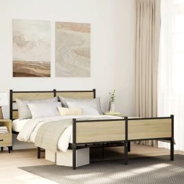 Bedframe Sonoma Oak 137x190cm Engineered Wood