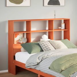 Headboard with Storage Wax Brown 150 cm Solid Wood Pine - vid-855659
