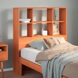 Headboard with Storage Wax Brown 100 cm Solid Wood Pine - vid-855671