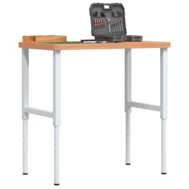 Workbench 100x60x(73-99.5) cm Solid Wood Beech Rectangular - vid-3309707