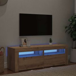TV Cabinet with LED Lights Artisan Oak 120x35x40 cm Engineered Wood