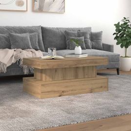 Coffee Table with LED Lights Artisian Oak 90x50x40 cm