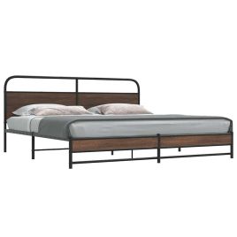 Metal Bedframe Brown Oak 183x213cm