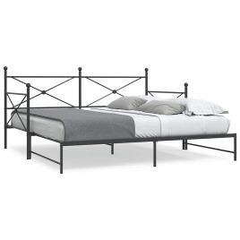 Daybed with Trundle Black 100x200cm Steel