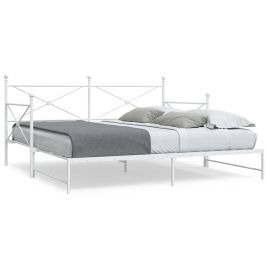 Daybed with Trundle White 107x203cm Steel