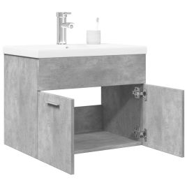 Bathroom Sink Cabinet with Built-in Basin Concrete Grey - vid-3324858