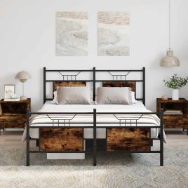 Bedframe Smoked Oak 150x200cm King Size Engineered Wood