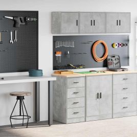 Garage Cabinets 2 pcs Concrete Grey Engineered Wood