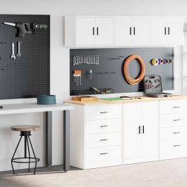Garage Cabinets 2 pcs White Engineered Wood