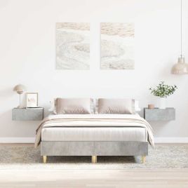 Bedframe Concrete Grey 135x190cm Double Engineered Wood