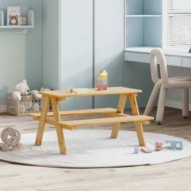 MAOAK Children's Table with Benches IRUN 90x79.5x50 cm Solid Wood