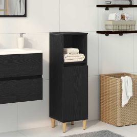 Bathroom Cabinet Black Oak 30x30x100 cm Engineered Wood