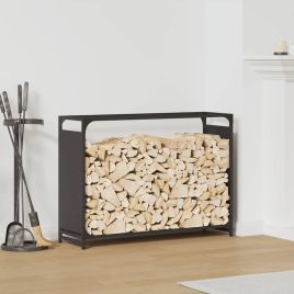 Firewood Rack Black 90x28x65 cm Cold-rolled steel