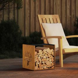 Firewood Rack 40x40x40 cm Weathering Steel