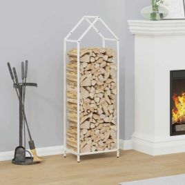 Firewood Rack White 40x25x120 cm Cold-rolled steel