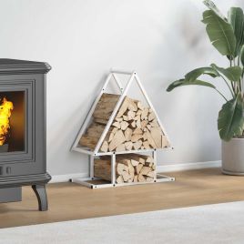 Firewood Rack White 50x25x60 cm Cold-rolled steel