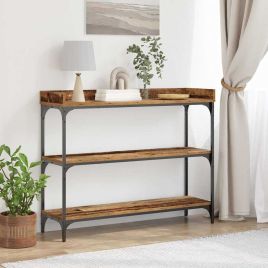 Console Table Old Wood 100x30x80 cm Engineered Wood and Steel