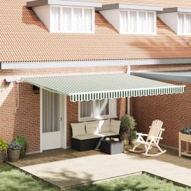 Manual Retractable Awning with LED Green and White 450x300 cm