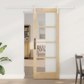 Sliding Door with Hardware Set 'ORKDAL'Solid Wood & Glass