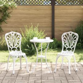 FRLOFT Garden Bistro Set 3 pcs Aluminium - White