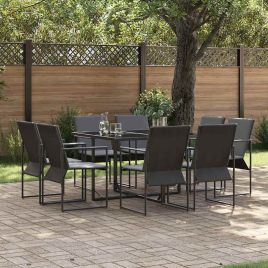 LEIFORD Garden Dining Set 9 pcs Steel - Black