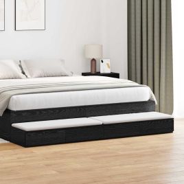 Black Bed Drawers 180 x 36.5 x 16.5 cm Made of Engineered Wood