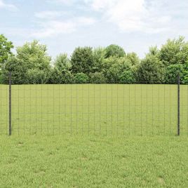Euro Fence with 5 U Posts Grey 0.8x10 m Steel