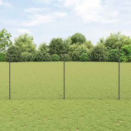 Chain Link Fence with 44 U Posts Grey 1.4x25 m Steel