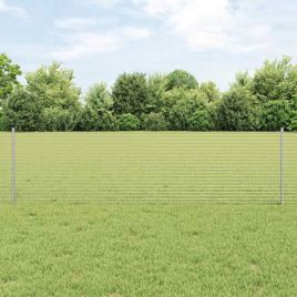 Welded Wire Fence with 10 U Posts Silver 0.6x25 m Steel