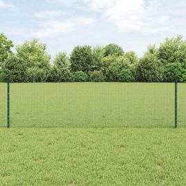 Welded Wire Fence with 11 U Posts Green 0.6x25 m Steel