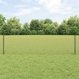 Welded Wire Fence with 22 U Posts Grey 0.5x50 m Steel