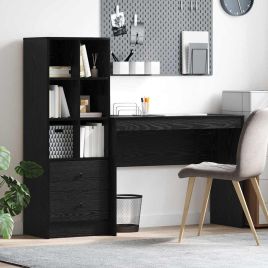 Desk with Storage Black Oak Engineered Wood