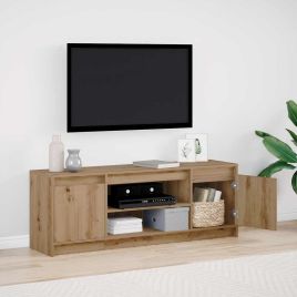 TV Cabinet with LED in Artisan Oak 139.5x34x50 cm, Made from Engineered Wood