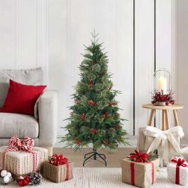FLOSKA Artificial Hinged Christmas Tree Green 120 cm PVC, PE and Steel