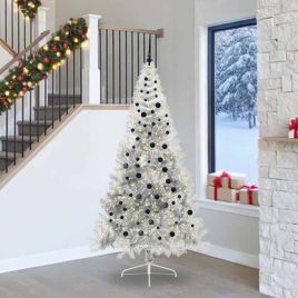 COZZIE Artificial Pre-lit Christmas Tree Silver 240 cm PET