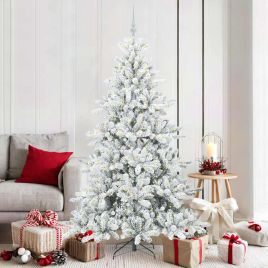 ELSERA Artificial Hinged Christmas Tree with 300 LEDs 180 cm PVC